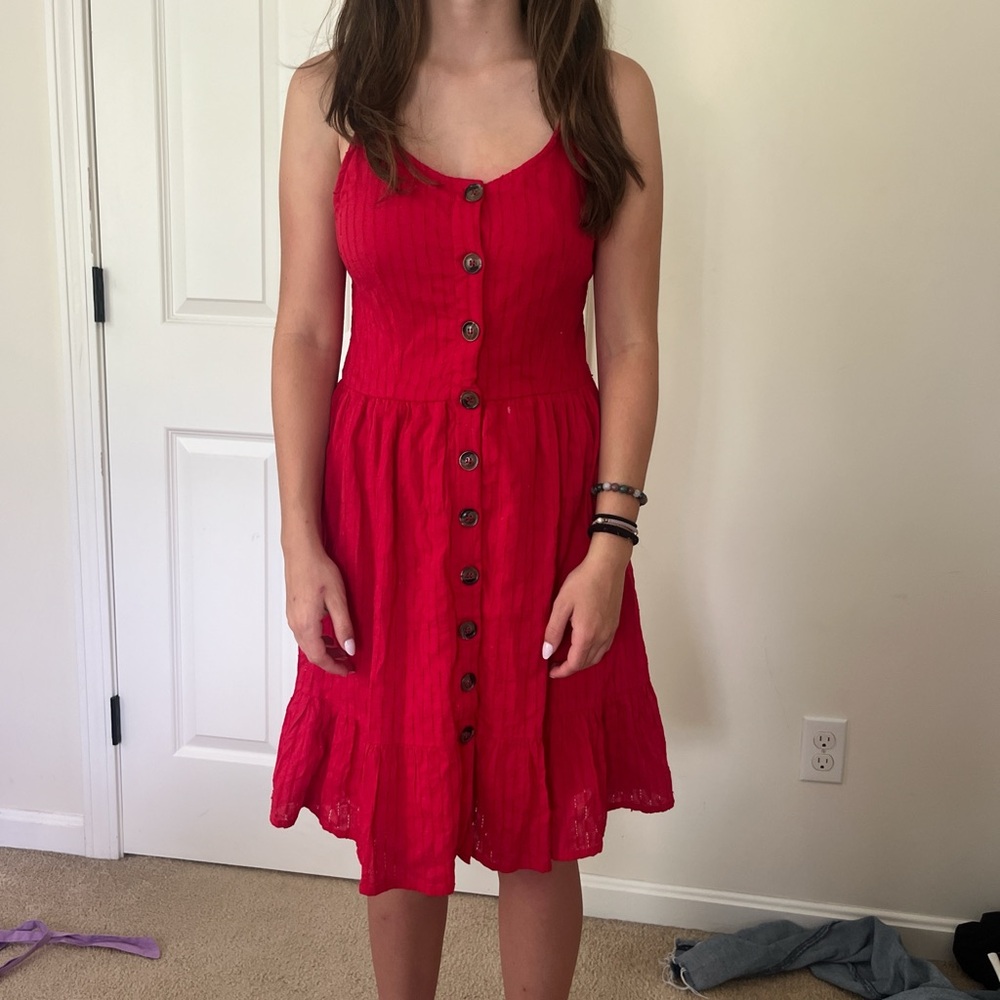 Red button sundress
